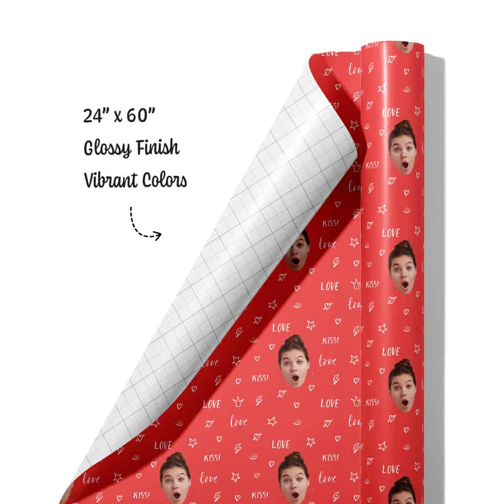 Red Hearts Wrapping Paper Roll