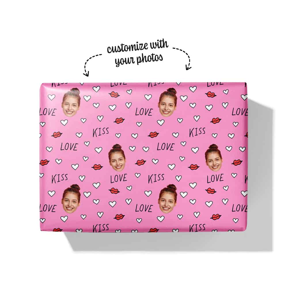 White Hearts Wrapping Paper Box
