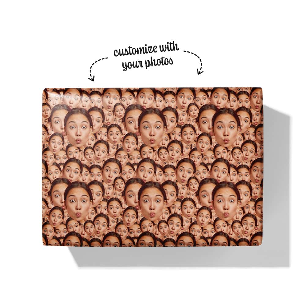 face on wrapping paper box